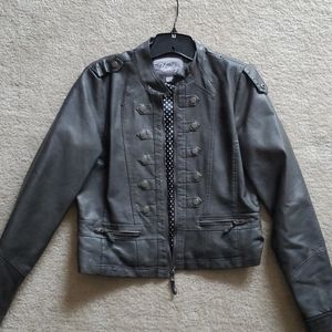 Women's gray faux leather jacket